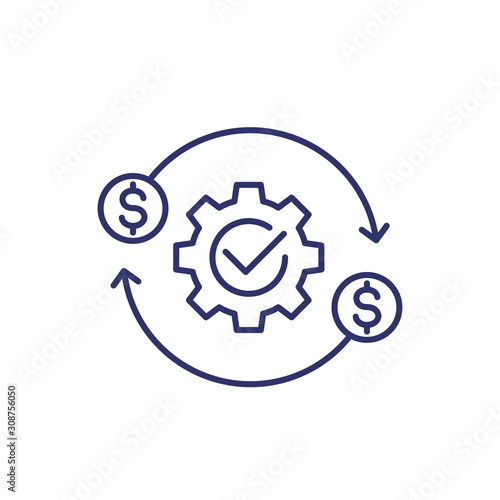 costs optimization and production efficiency icon, line