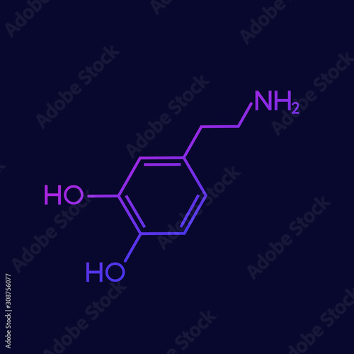 dopamine molecule, neurotransmitter, hormone of happiness