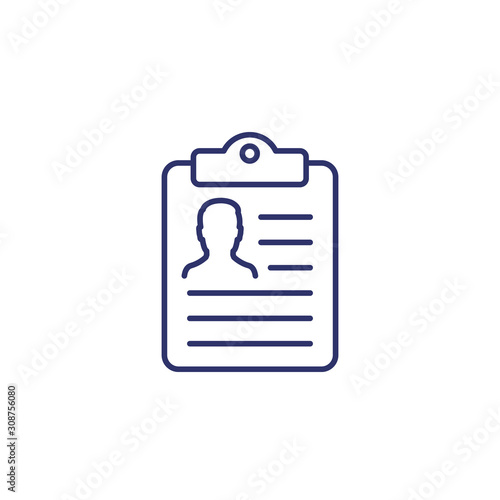 dossier, profile icon, line vector