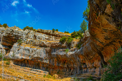 Colorful sandstone formations in the Lebanon mountains