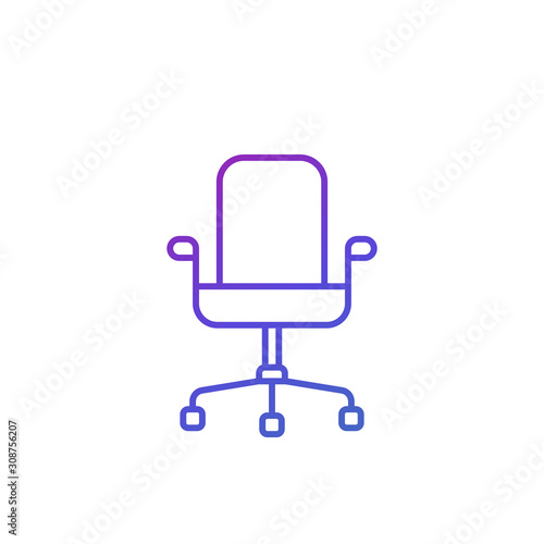 office chair line icon on white, vector
