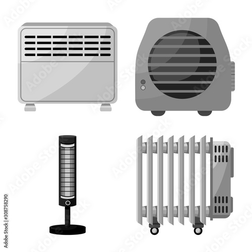 Vector design of household and appliances logo. Set of household and home stock symbol for web.