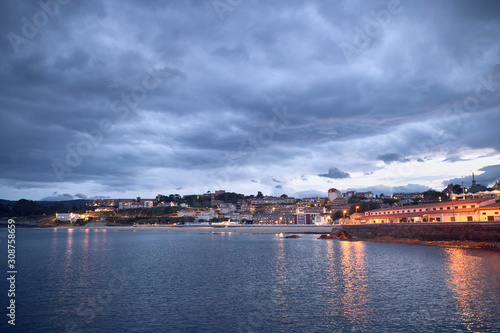 Night view of a fishing port in the north of Spain