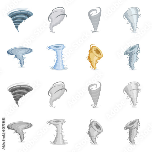 Vector illustration of cyclone and weather icon. Collection of cyclone and catastrophe stock vector illustration.