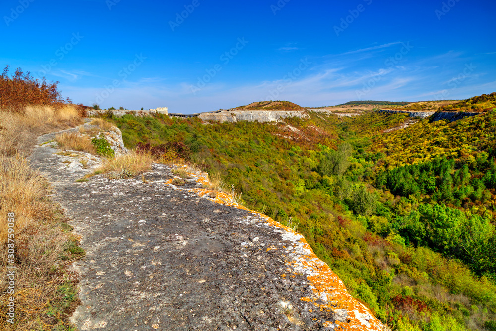 Obraz premium Beautiful autumn landscape with blue sky and colorful trees
