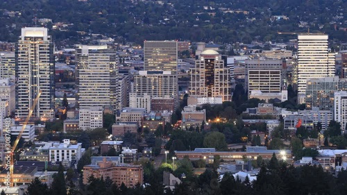 Looped day to night timelapse of Portland, Oregon, United States 4K