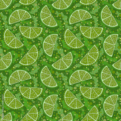 Lime seamless pattern. Colorful sketch limes.