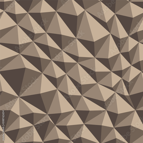 Vector seamless geometric polygonal texture. Distorted biege triangle pattern