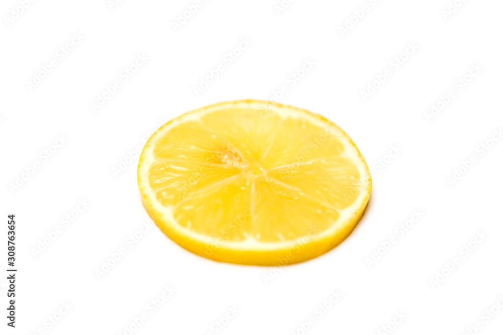 Lemon slice on the white background