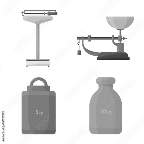 Vector design of measurement and weigher icon. Collection of measurement and weight stock symbol for web.