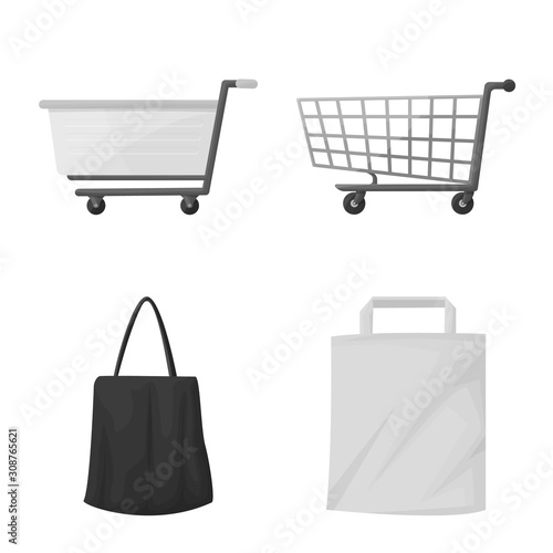 Vector illustration of cart and market logo. Set of cart and pushcart vector icon for stock.