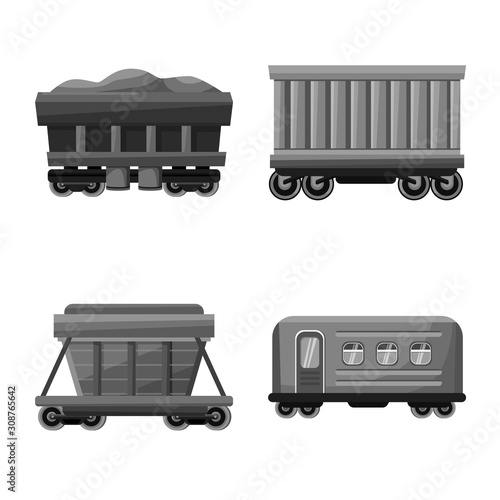 Vector illustration of railroad and logistics sign. Collection of railroad and transport vector icon for stock.