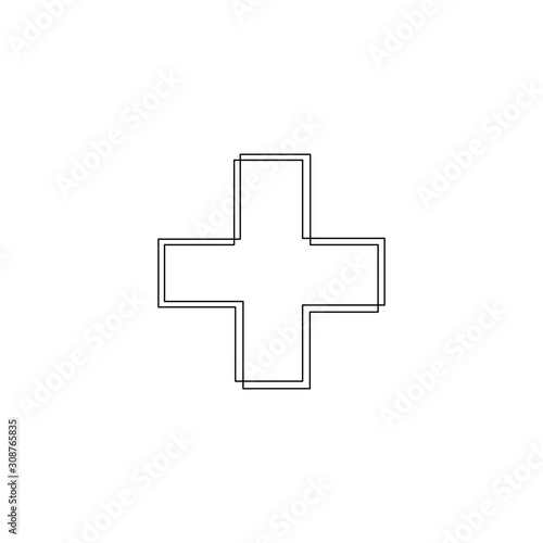 Continuous one line medical cross. Stock illustration.