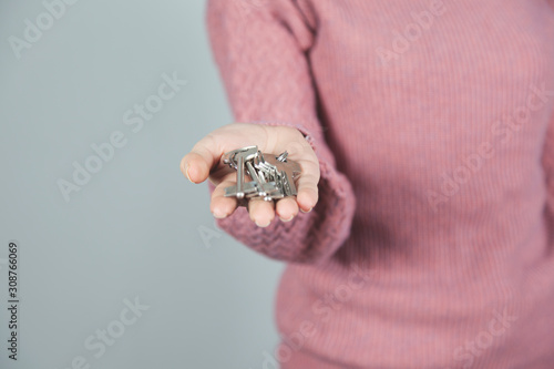 woman hand holding key
