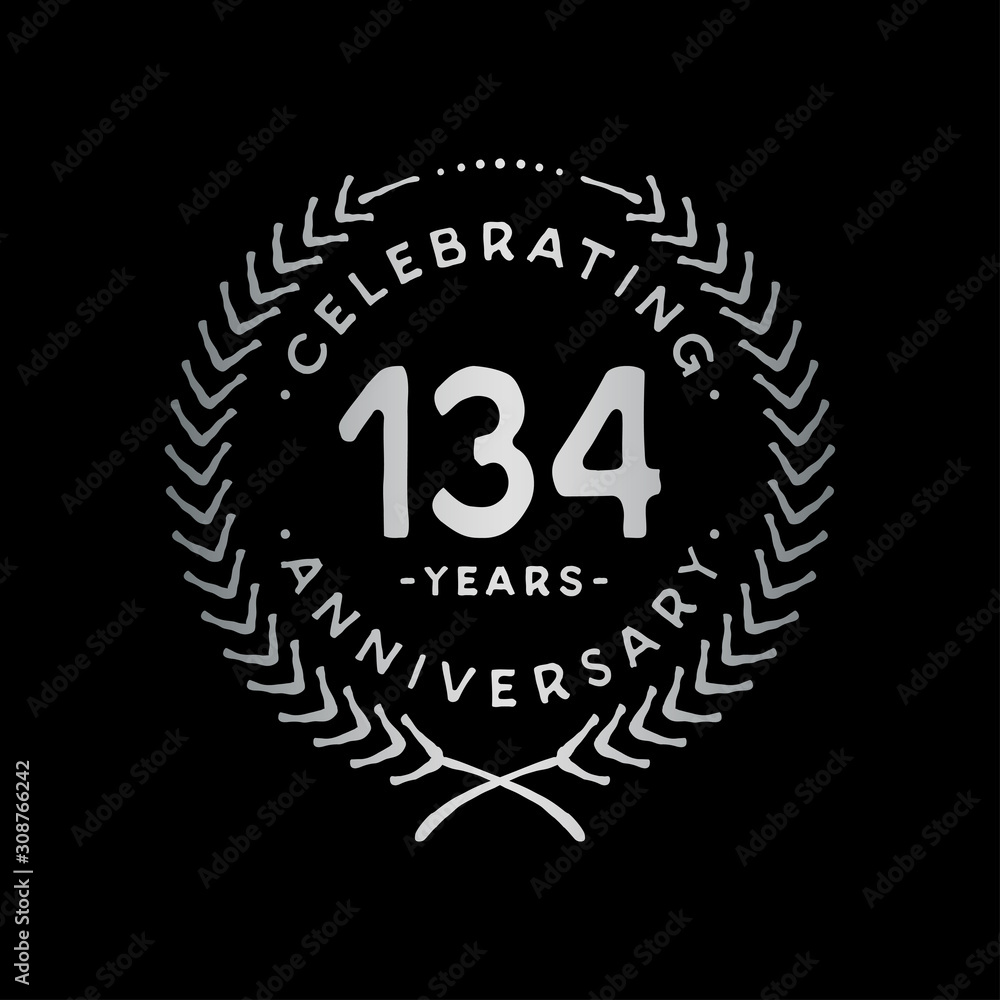 Fototapeta premium 134 years design template. 134th vector and illustration.