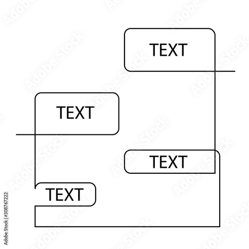 Continuous one line dialog box, chat with copyspace. Vector illustration.
