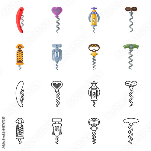 Isolated object of equipment and bar logo. Set of equipment and winery vector icon for stock.