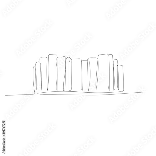Continuous one line abstract bookshelf. Vector illustration.