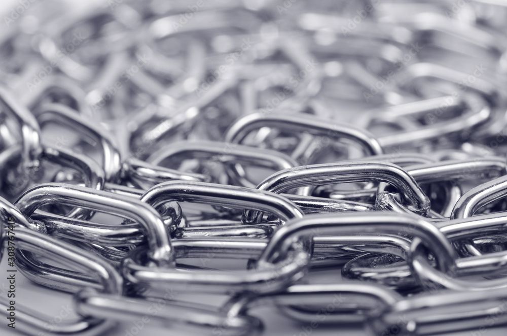 Closeup Of Glossy Industrial Chains Closeup Of Glossy Industrial Chains