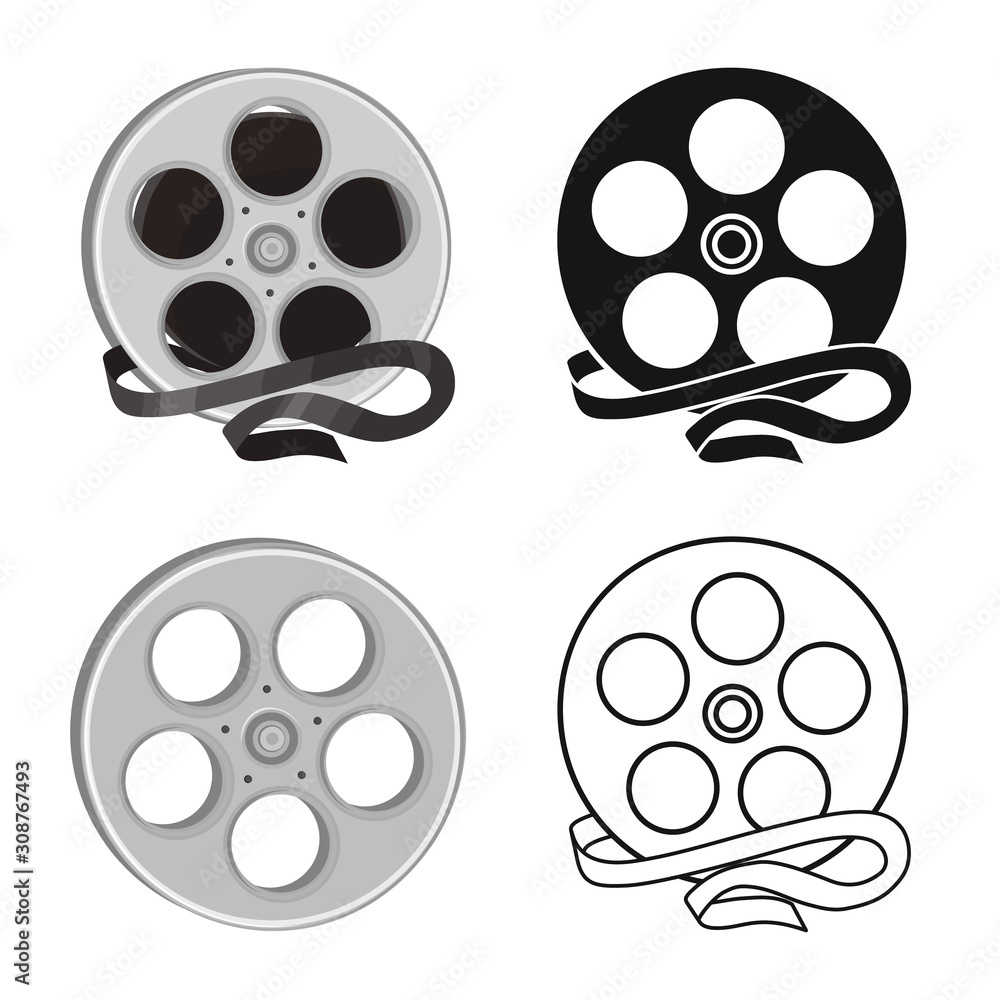 Isolated object of reel and roll symbol. Graphic of reel and tape stock symbol for web. Isolated object of reel and roll symbol. Graphic of reel and tape stock symbol for web.