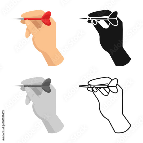 Isolated object of hand and dart logo. Web element of hand and arm vector icon for stock.