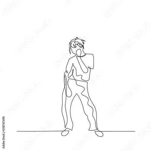 Continuous one line abstract dancing woman. Vector illustration