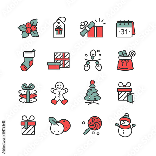 Set of Christmas icons for design and decoration