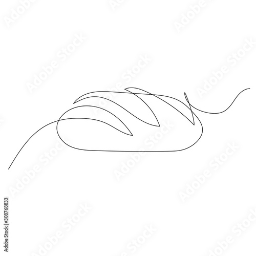 Continuous one line drawing loaf of bread. Vector stock illustration.