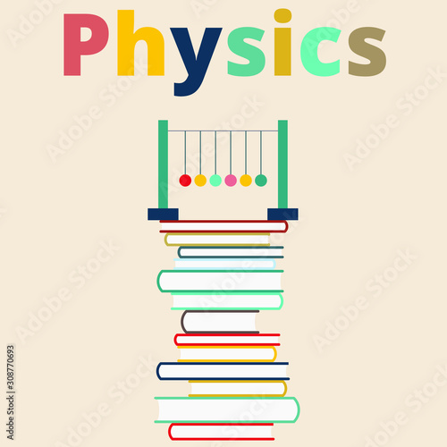 Psychology. School subject in psychology. The pendulum on the books. Vector illustration.