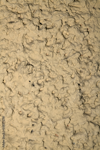 Beige wall with paint covered bubbles. Interesting structure