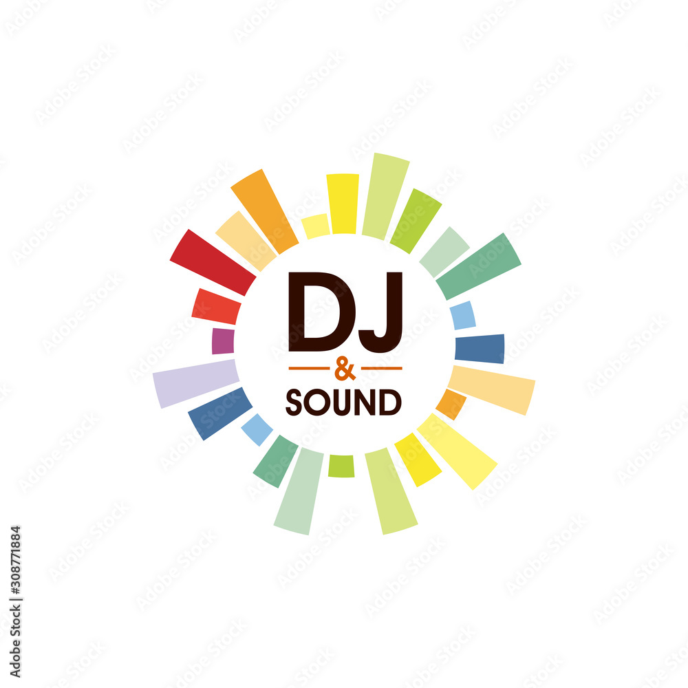 DJ and Sound Logo Illustration, Wave Lights Color DJ and Sound Logo Illustration, Wave Lights Color