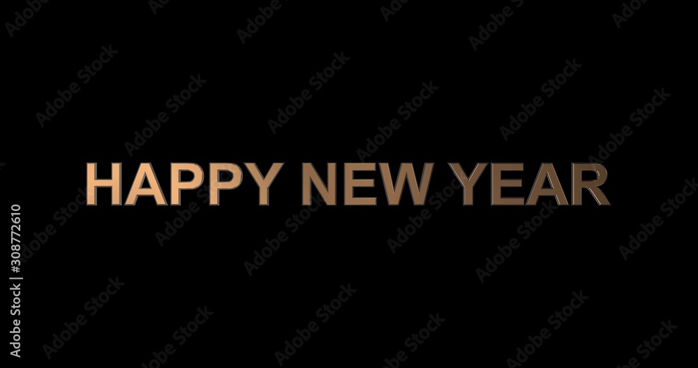 Fototapeta premium Happy New Year golden sign background with falling glittering and shimmering confetti. 3D rendering
