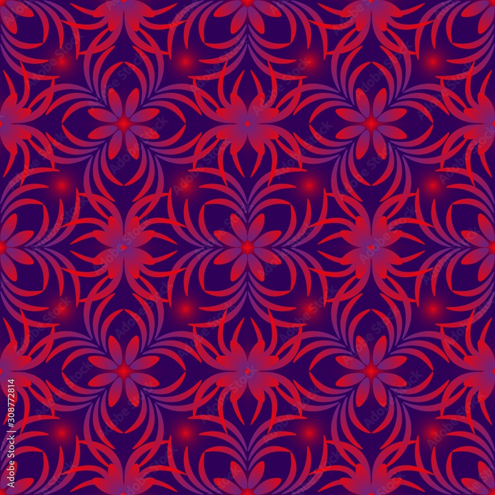 Seamless endless repeating ornament of red, orange, yellow and brown shades Seamless endless repeating ornament of red, orange, yellow and brown shades