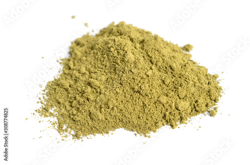 Henna powder. plant Lawsonia inermis. Isolated on white background