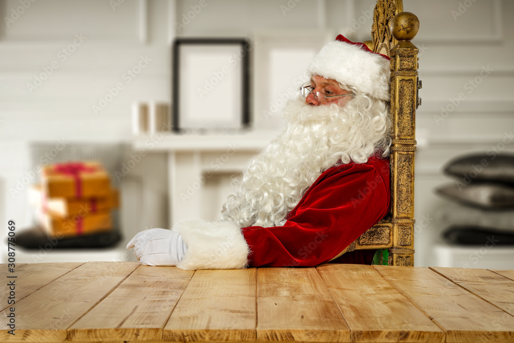 Obraz premium Santa Claus in home interior and free space for your decoration. 