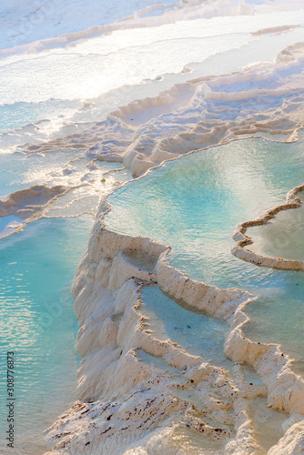 Obraz na płótnie Turkey, Denizli Province, Pamukkale Natural Travertine Thermal Pools at sunset w salonie