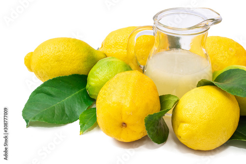 natural lemons on white background, fruit