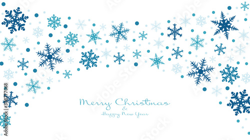 Christmas vector background with flying snowflakes.