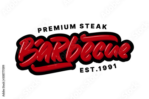 Barbecue hand drawn modern brush lettering. Vector illustration logo text for webpage, print and advertising.