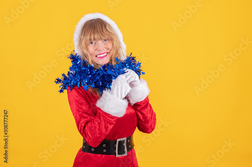 santa claus woman isolated on color background