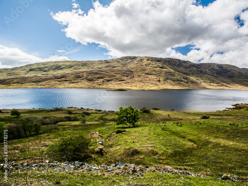 Mountains and lake in the Connemara region, County Galway, Ireland