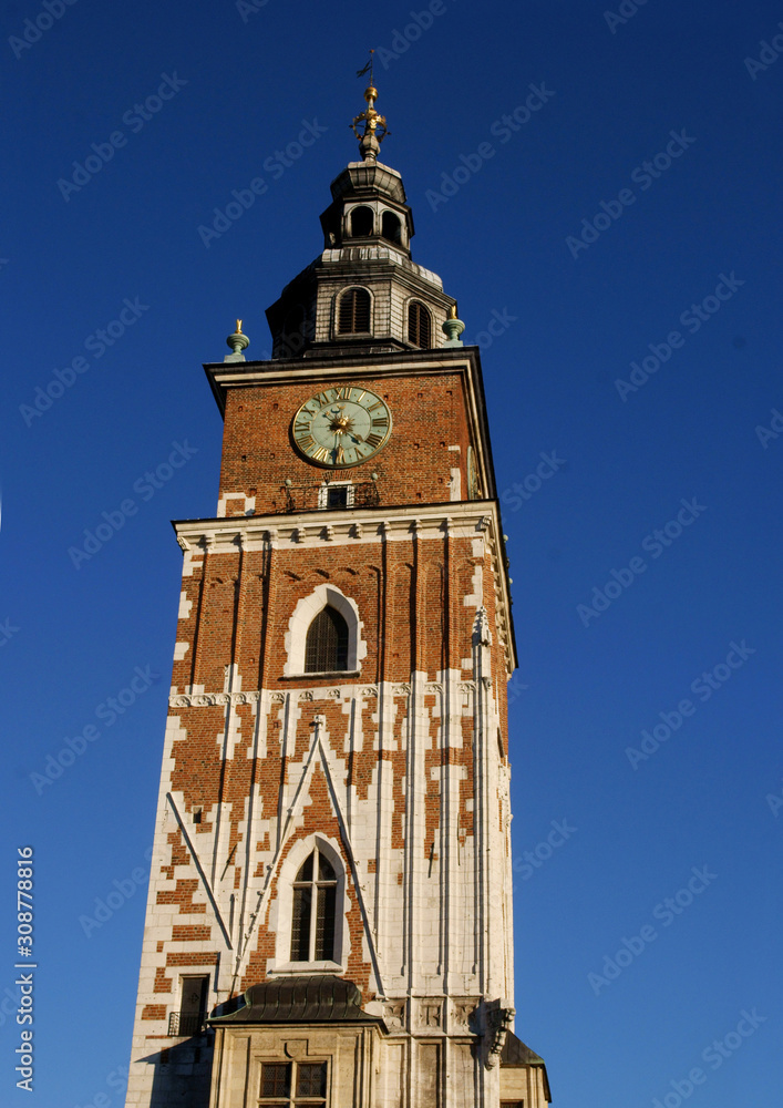 tower of Town Hall in Krakow's  center 
