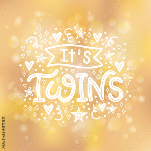 Vector illustration of It's Twins text