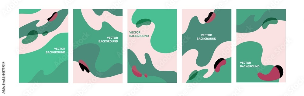 Vector set of abstract creative backgrounds in minimal trendy style. Simple, stylish and minimal designs for banners.