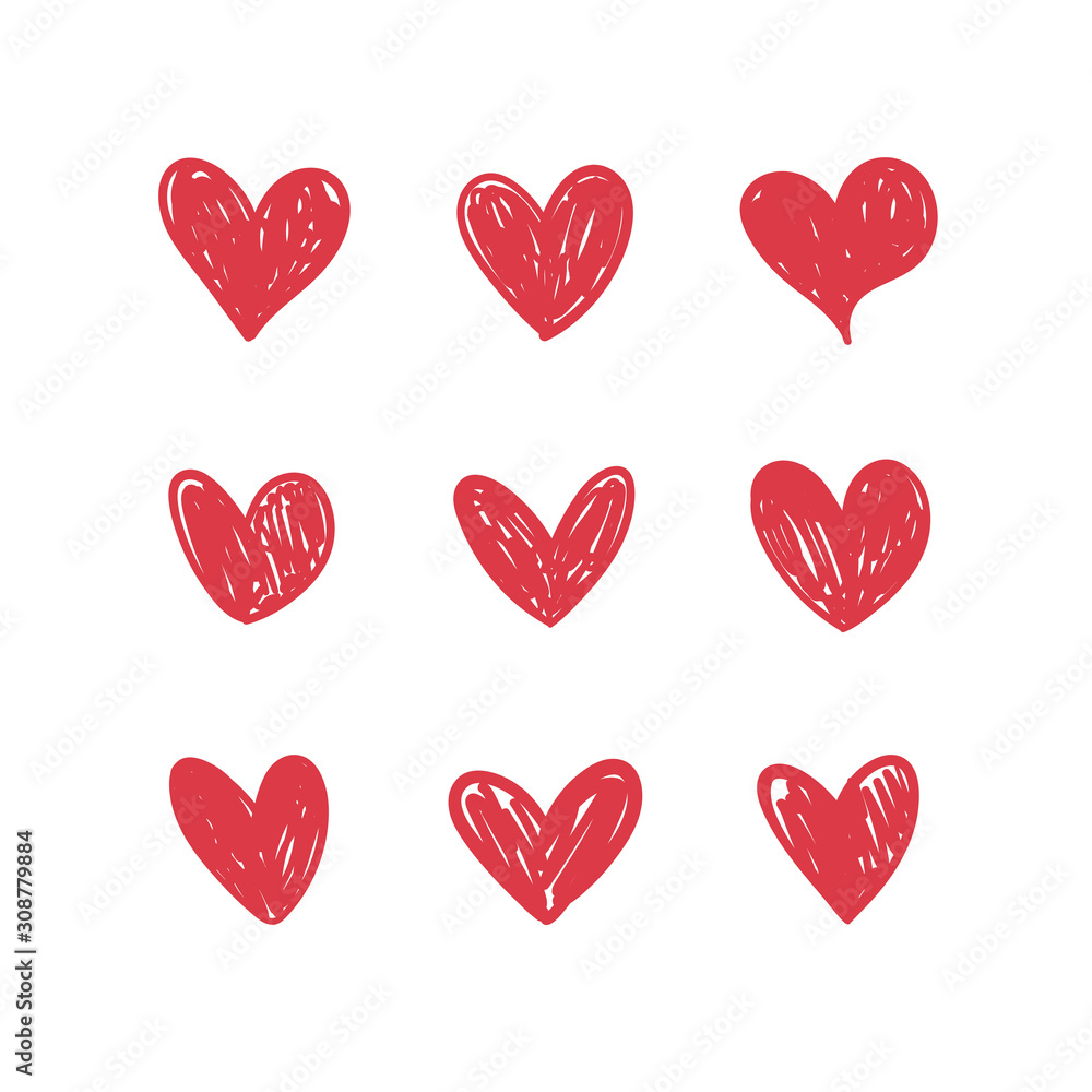 Heart doodles collection. Set of hand drawn hearts. Love illustrations. Heart doodles collection. Set of hand drawn hearts. Love illustrations.