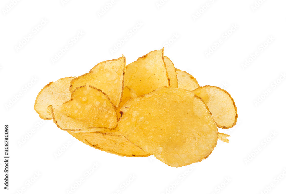 Golden fries on white background Golden fries on white background
