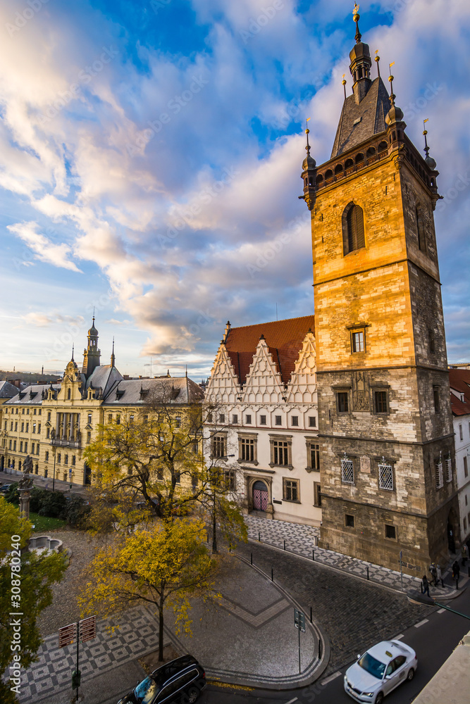Prague, Czech Republic - November 03, 2016. Historic buildings in Charles Square - Karlovo Namesti