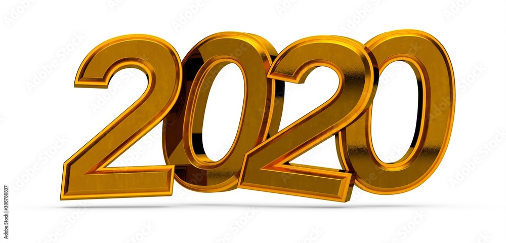 2020 New Year isolated on Background. 3d Illustration