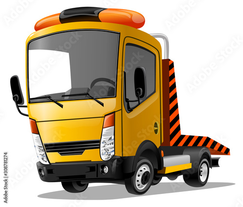 Cartoon truck isolated on white background. Vector illustration.