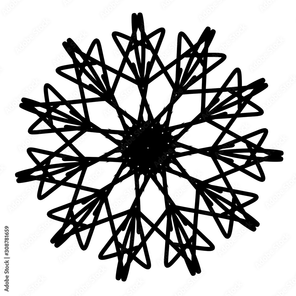 New ink Abstract circle pattern mandala flower floral petal stack. zentangl spirograph modern circular pattern geometric tribal lace motif black white. single art mehendi. Digital textile frame stamp